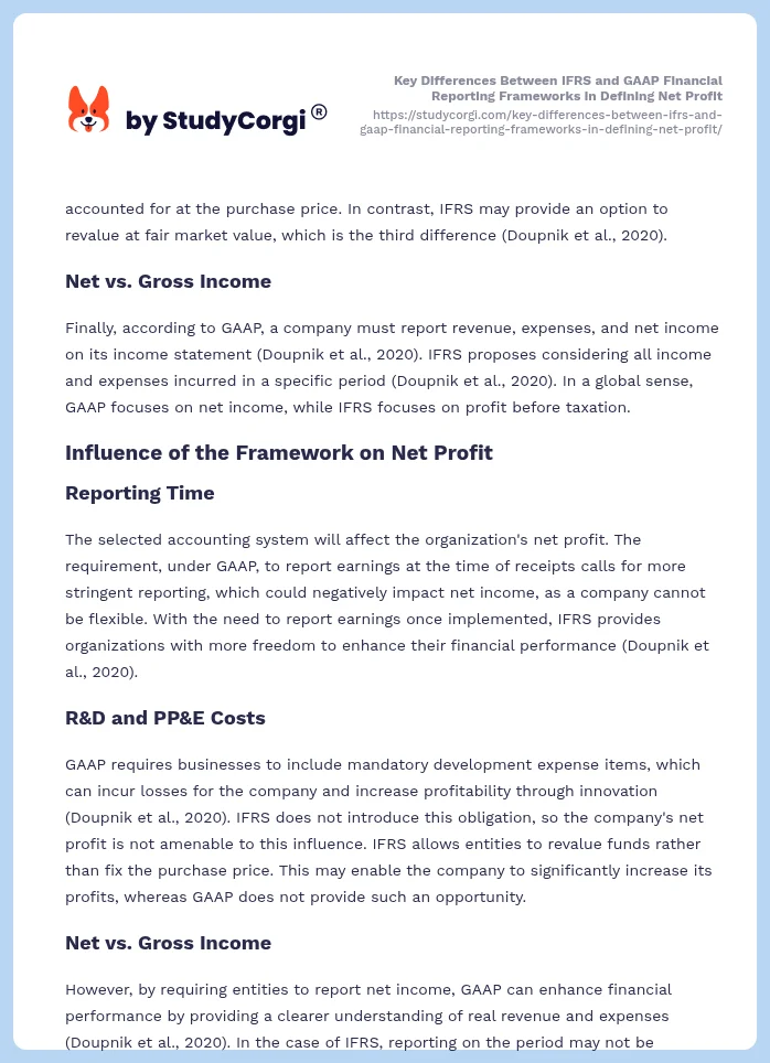 Key Differences Between IFRS and GAAP Financial Reporting Frameworks in Defining Net Profit. Page 2