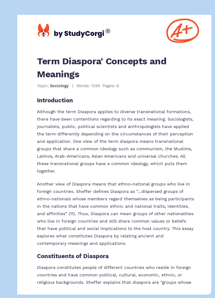 Term Diaspora' Concepts and Meanings. Page 1