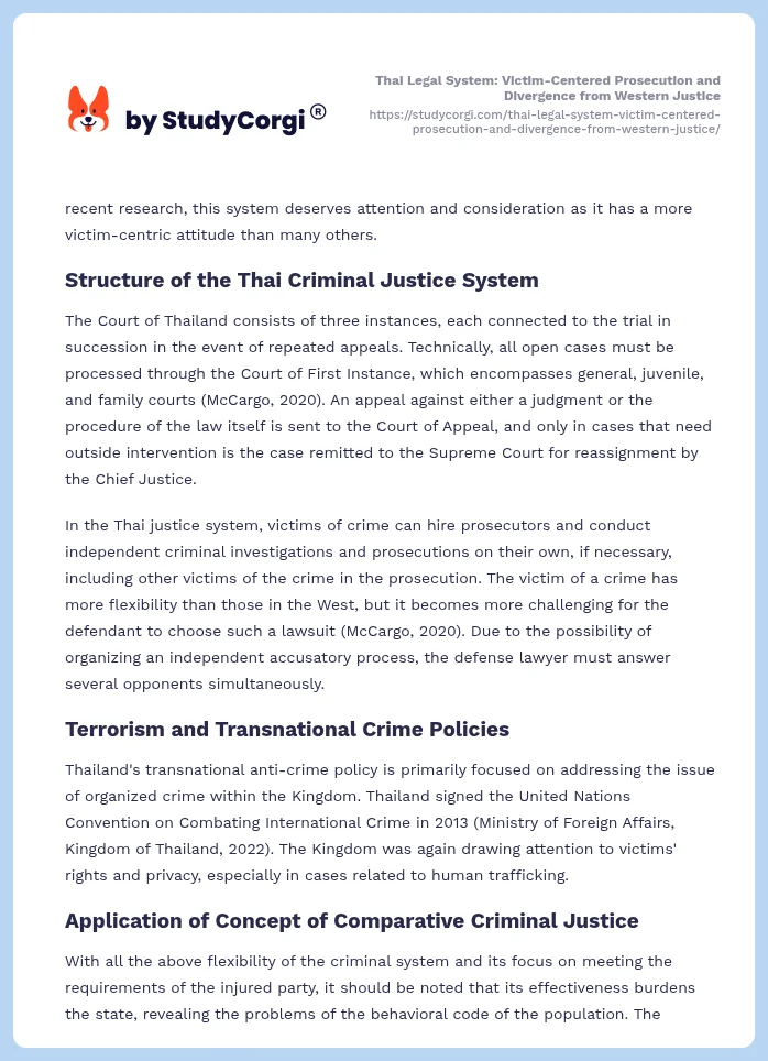 Thai Legal System: Victim-Centered Prosecution and Divergence from Western Justice. Page 2