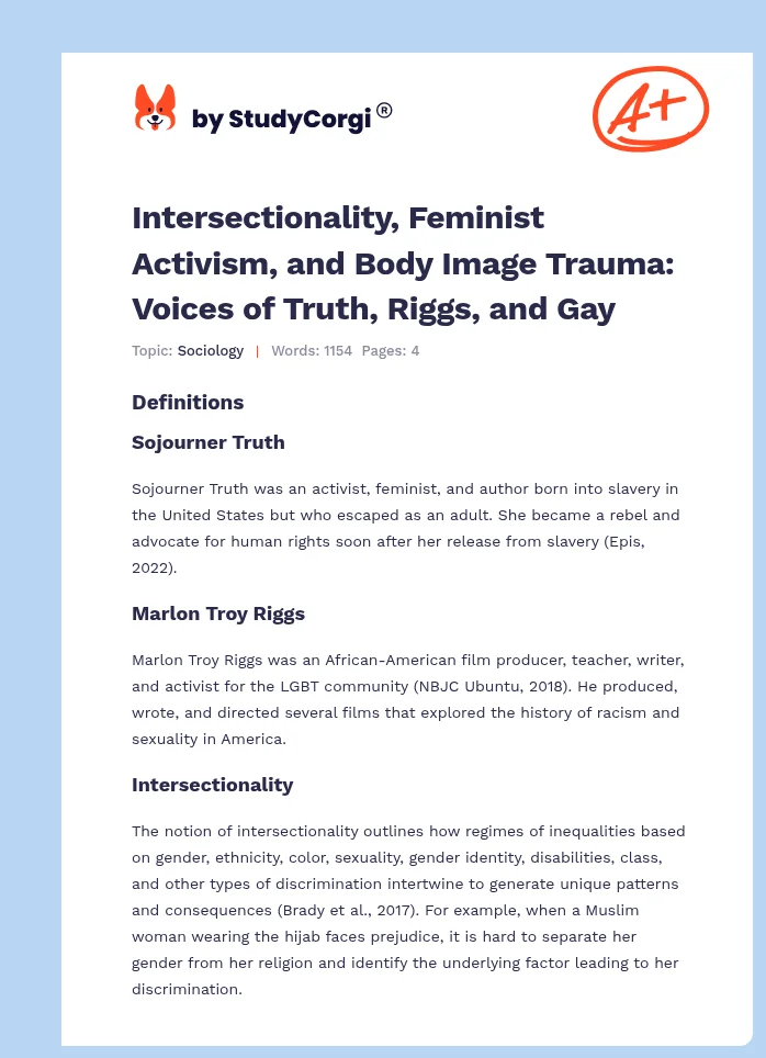 Intersectionality, Feminist Activism, and Body Image Trauma: Voices of Truth, Riggs, and Gay. Page 1