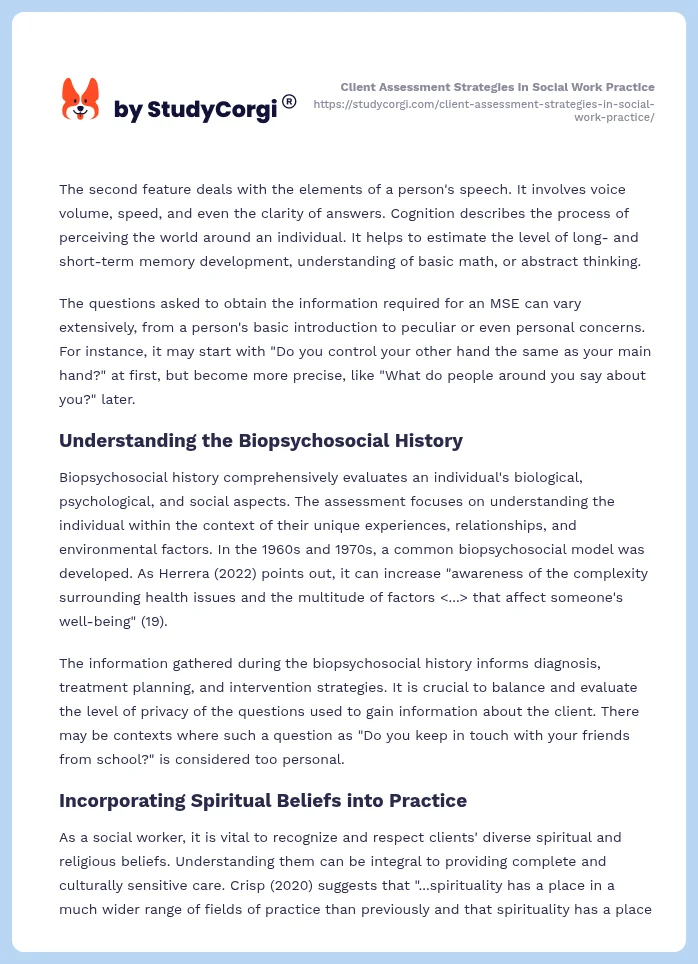 Client Assessment Strategies in Social Work Practice. Page 2