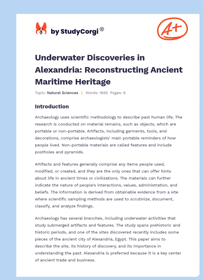 Underwater Discoveries in Alexandria: Reconstructing Ancient Maritime Heritage. Page 1