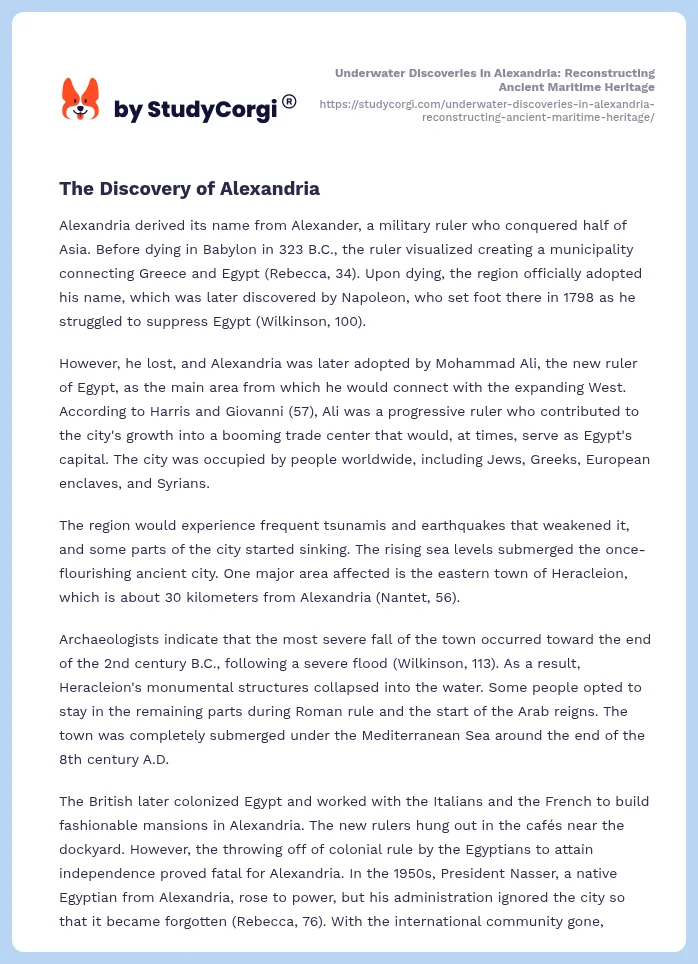 Underwater Discoveries in Alexandria: Reconstructing Ancient Maritime Heritage. Page 2