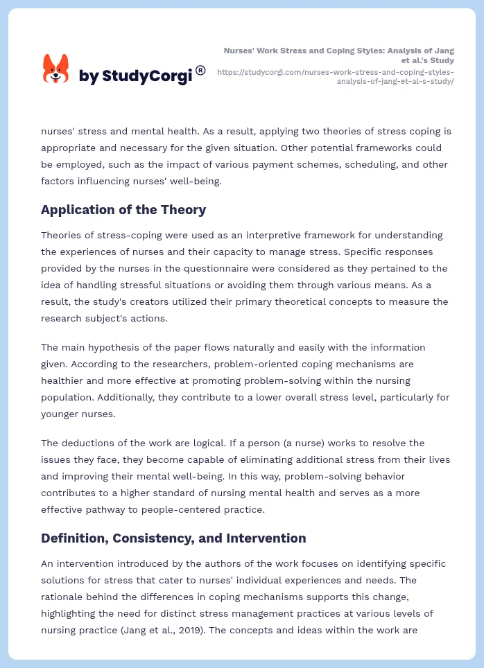 Nurses' Work Stress and Coping Styles: Analysis of Jang et al.'s Study. Page 2