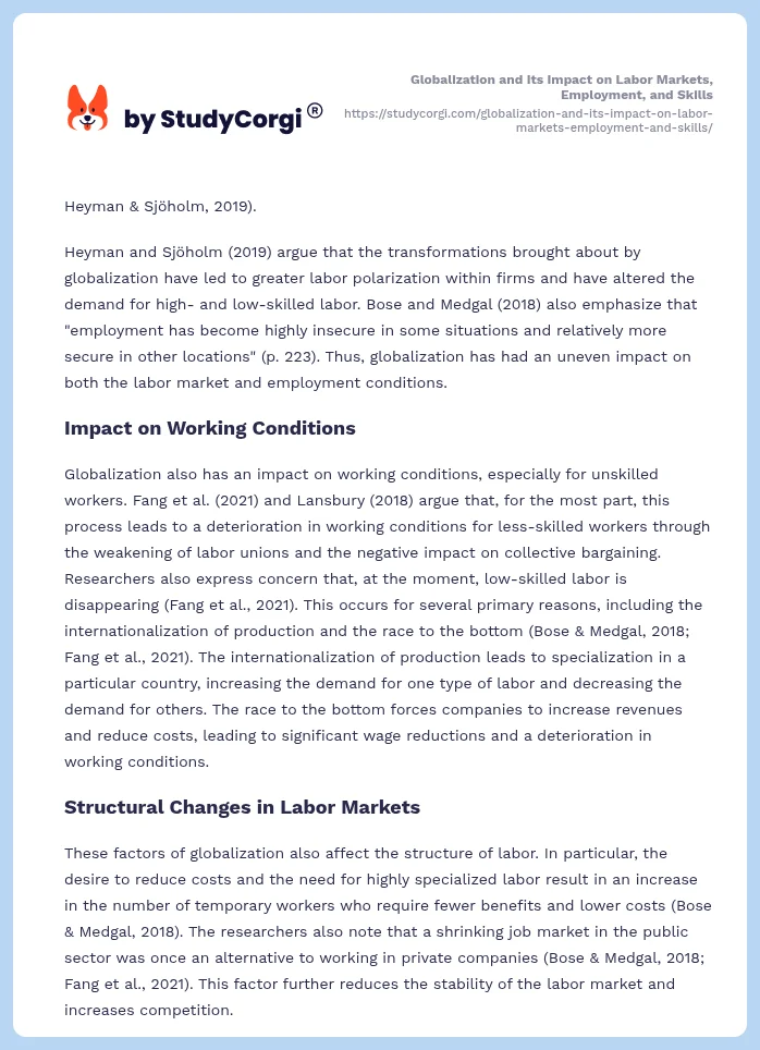 Globalization and Its Impact on Labor Markets, Employment, and Skills. Page 2