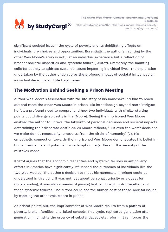 The Other Wes Moore: Choices, Society, and Diverging Destinies. Page 2