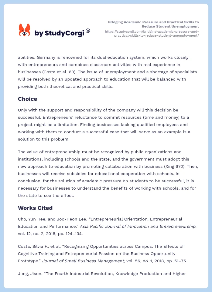Bridging Academic Pressure and Practical Skills to Reduce Student Unemployment. Page 2