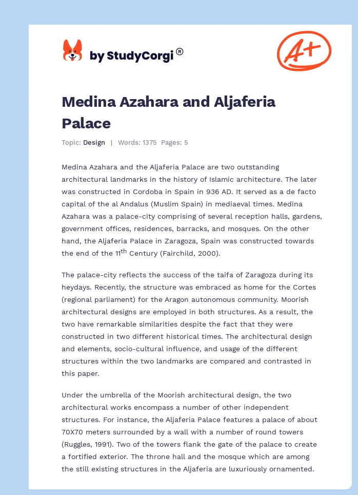Medina Azahara and Aljaferia Palace. Page 1