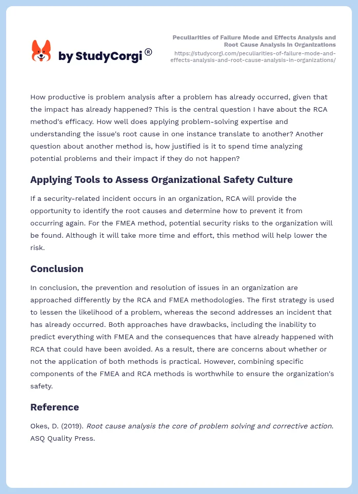 Peculiarities of Failure Mode and Effects Analysis and Root Cause Analysis in Organizations. Page 2