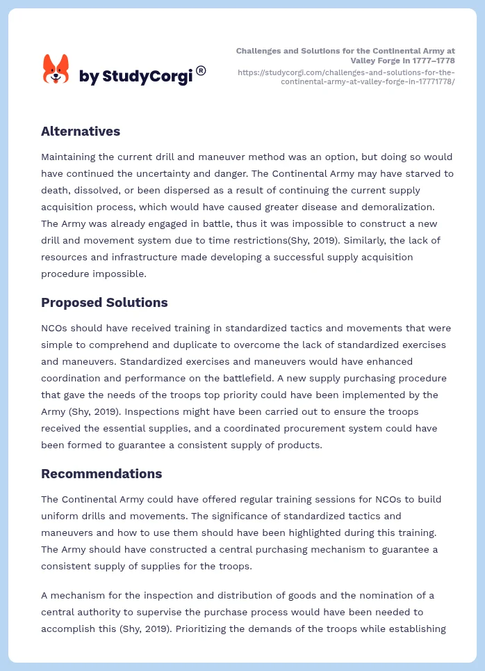 Challenges and Solutions for the Continental Army at Valley Forge in 1777–1778. Page 2