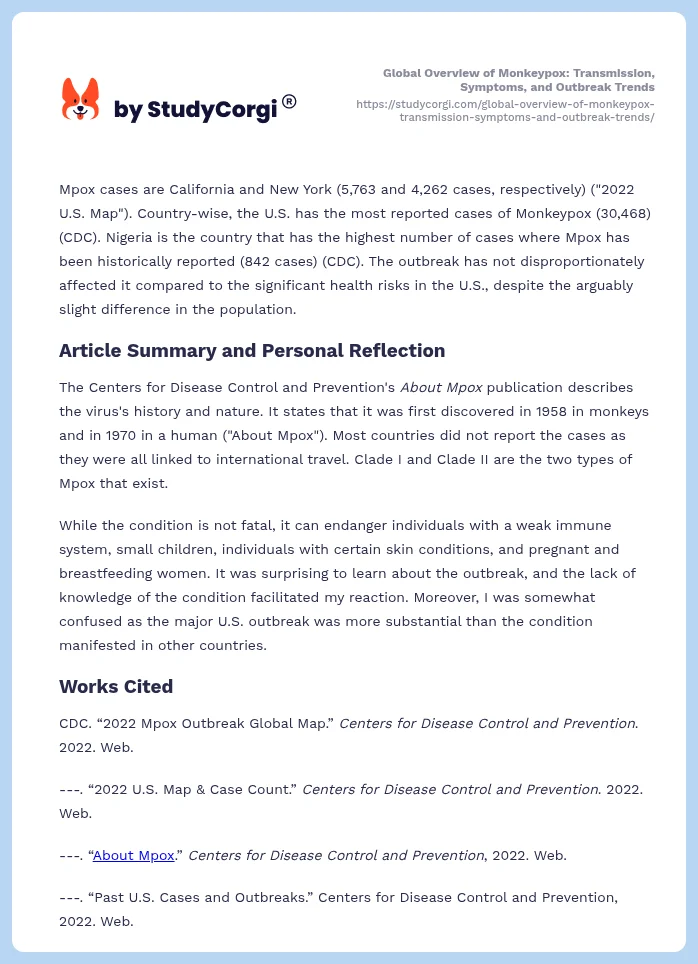 Global Overview of Monkeypox: Transmission, Symptoms, and Outbreak Trends. Page 2