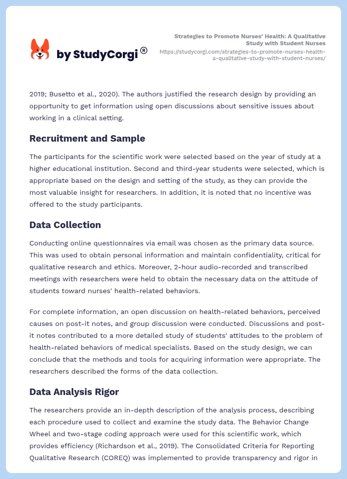 Strategies to Promote Nurses’ Health: A Qualitative Study with Student Nurses. Page 2