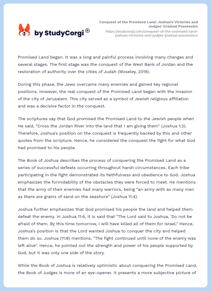 Conquest of the Promised Land: Joshua’s Victories and Judges’ Gradual Possession. Page 2