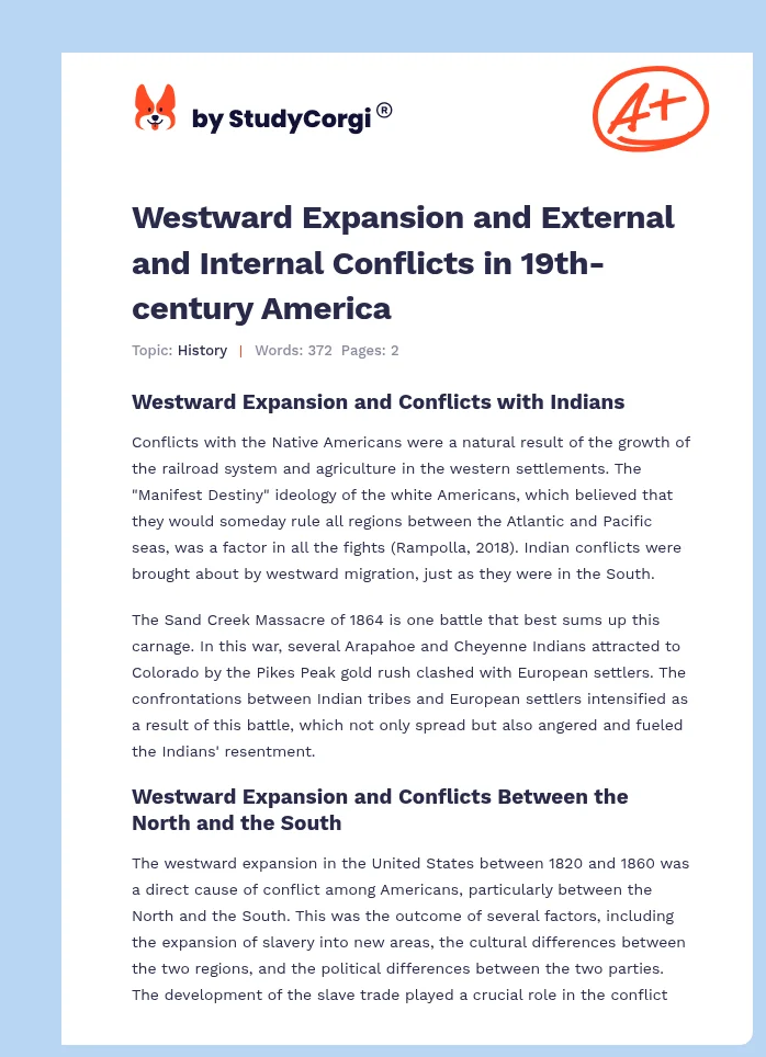 Westward Expansion and External and Internal Conflicts in 19th-century America. Page 1