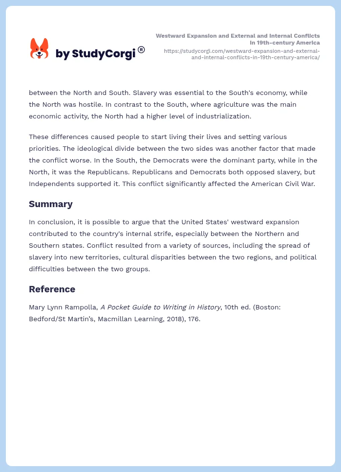 Westward Expansion and External and Internal Conflicts in 19th-century America. Page 2