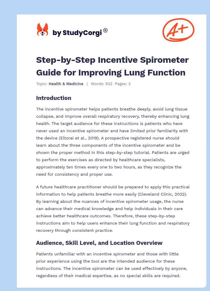 Step-by-Step Incentive Spirometer Guide for Improving Lung Function. Page 1
