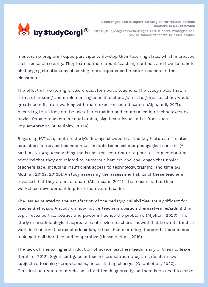 Challenges and Support Strategies for Novice Female Teachers in Saudi Arabia. Page 2