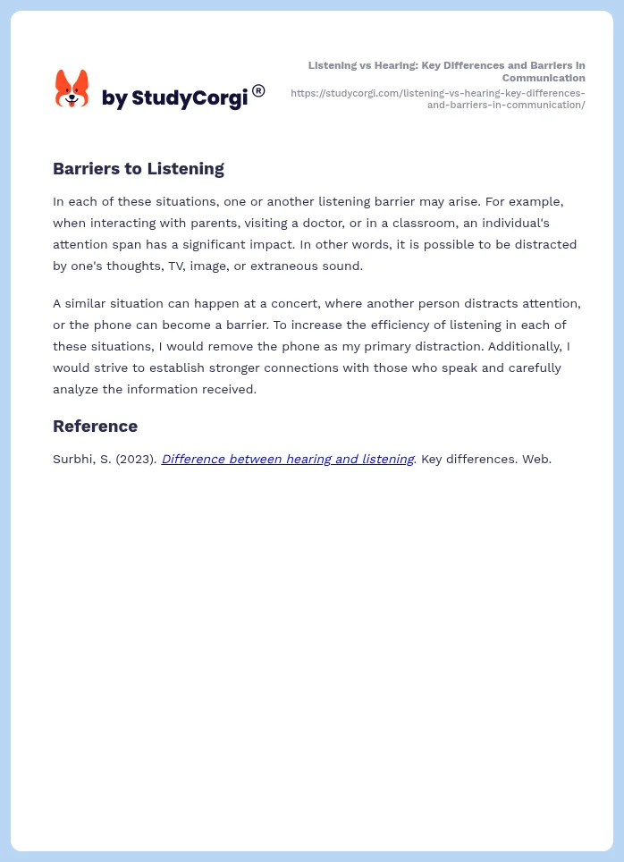 Listening vs Hearing: Key Differences and Barriers in Communication. Page 2
