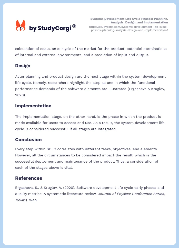 Systems Development Life Cycle Phases: Planning, Analysis, Design, and Implementation. Page 2