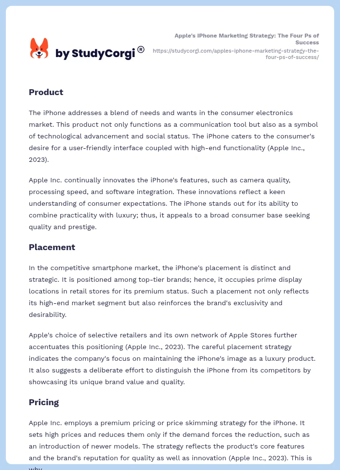 Apple's iPhone Marketing Strategy: The Four Ps of Success. Page 2