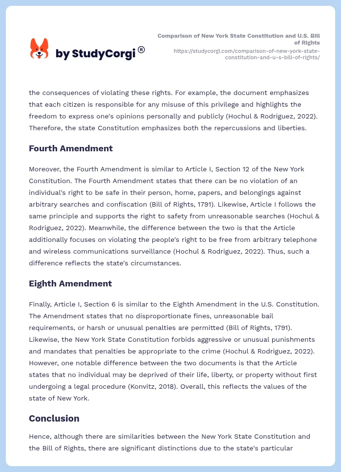 Comparison of New York State Constitution and U.S. Bill of Rights. Page 2