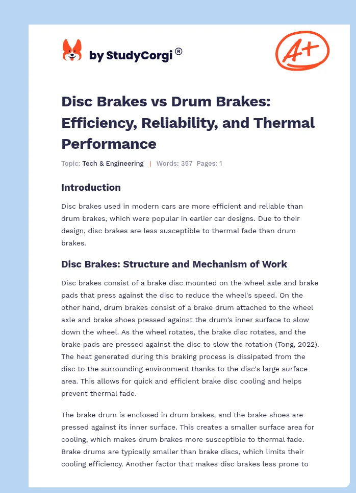 Disc Brakes vs Drum Brakes: Efficiency, Reliability, and Thermal Performance. Page 1