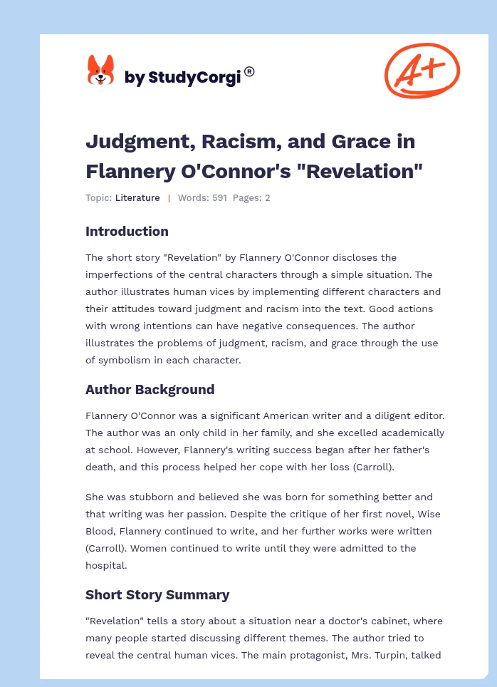 Judgment, Racism, and Grace in Flannery O'Connor's "Revelation". Page 1