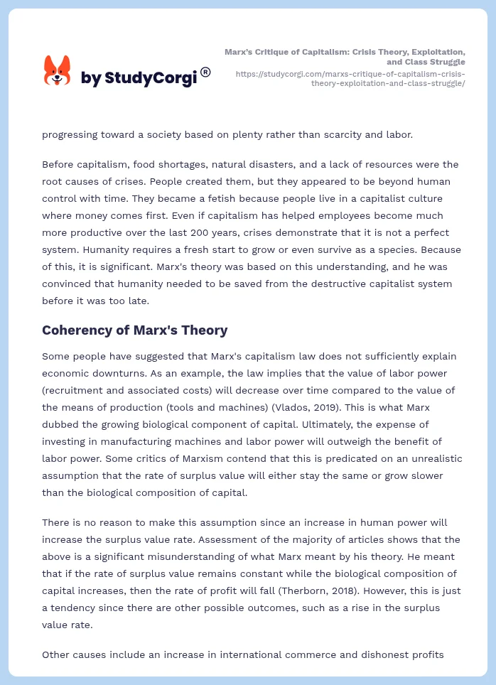 Marx’s Critique of Capitalism: Crisis Theory, Exploitation, and Class Struggle. Page 2