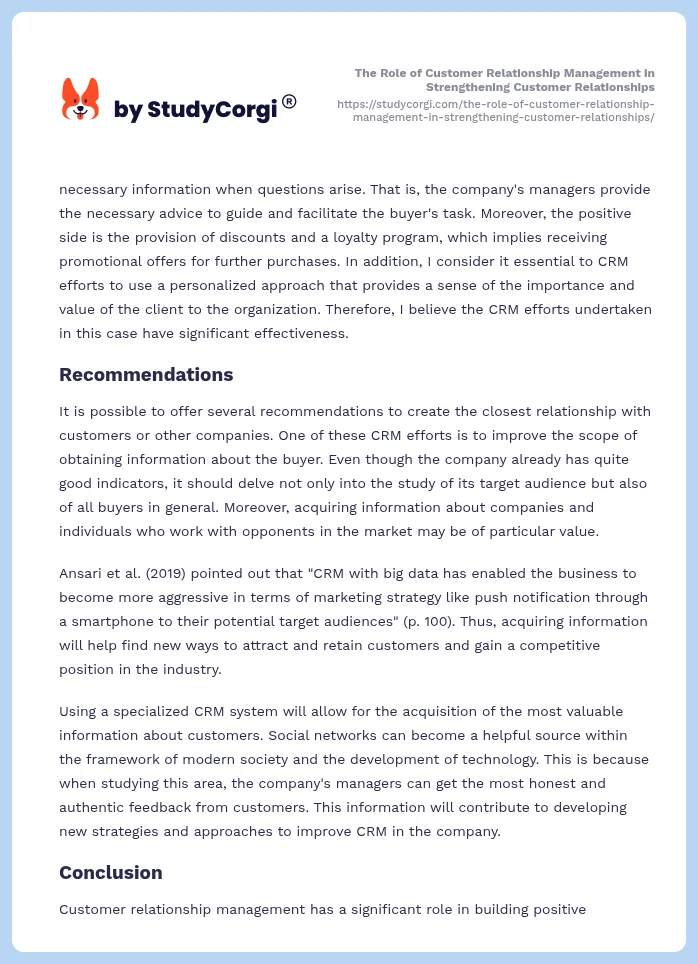 The Role of Customer Relationship Management in Strengthening Customer Relationships. Page 2