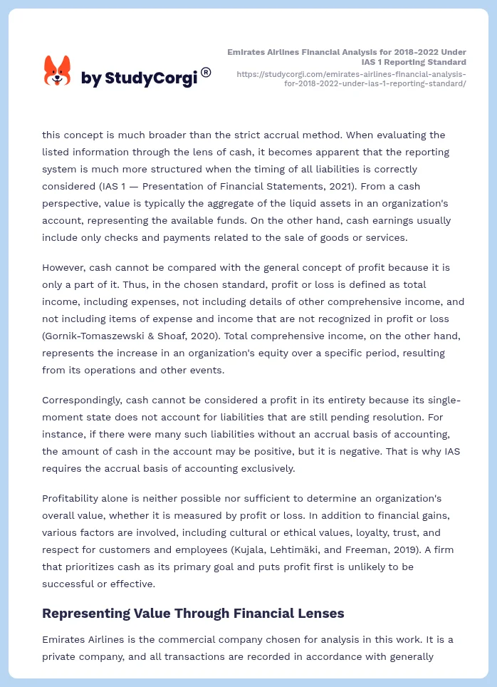 Emirates Airlines Financial Analysis for 2018-2022 Under IAS 1 Reporting Standard. Page 2