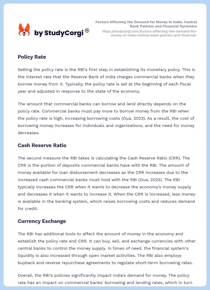 Factors Affecting the Demand for Money in India: Central Bank Policies and Financial Dynamics. Page 2