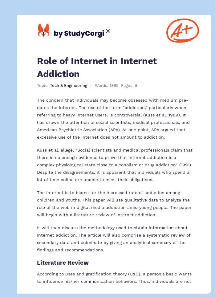 Role of Internet in Internet Addiction. Page 1