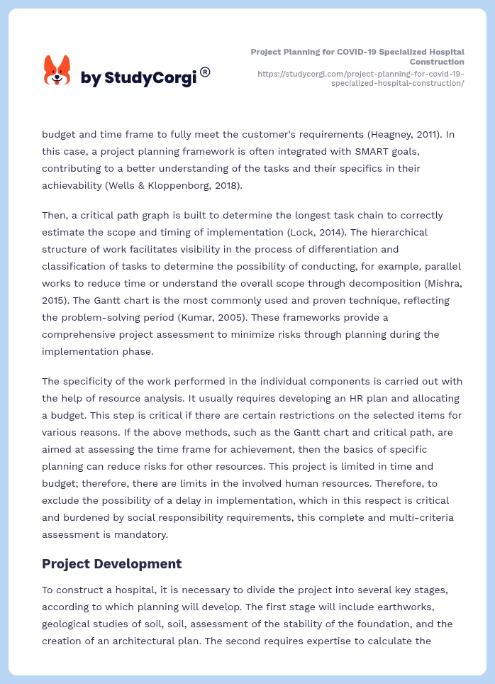 Project Planning for COVID-19 Specialized Hospital Construction. Page 2
