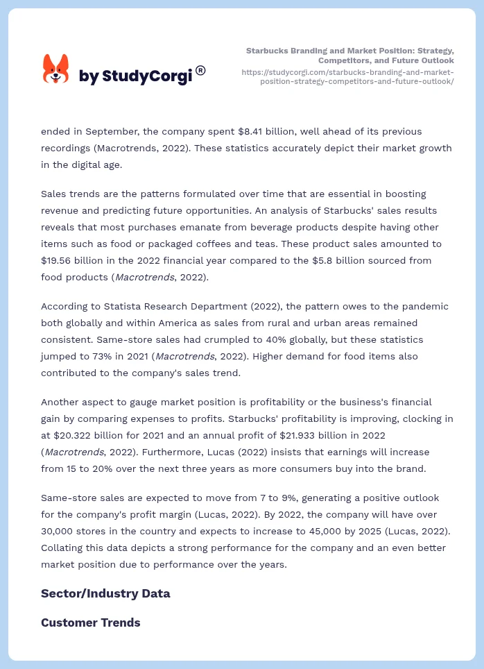 Starbucks Branding and Market Position: Strategy, Competitors, and Future Outlook. Page 2