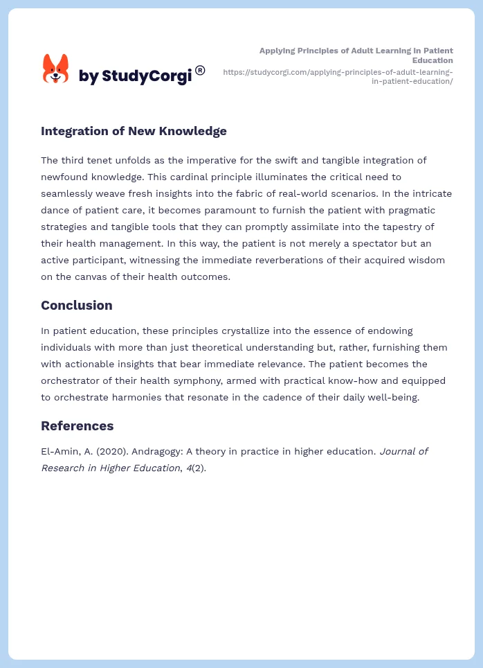 Applying Principles of Adult Learning in Patient Education. Page 2