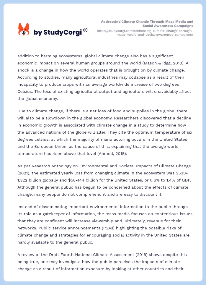 Addressing Climate Change Through Mass Media and Social Awareness Campaigns. Page 2