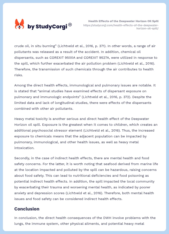 Health Effects of the Deepwater Horizon Oil Spill. Page 2
