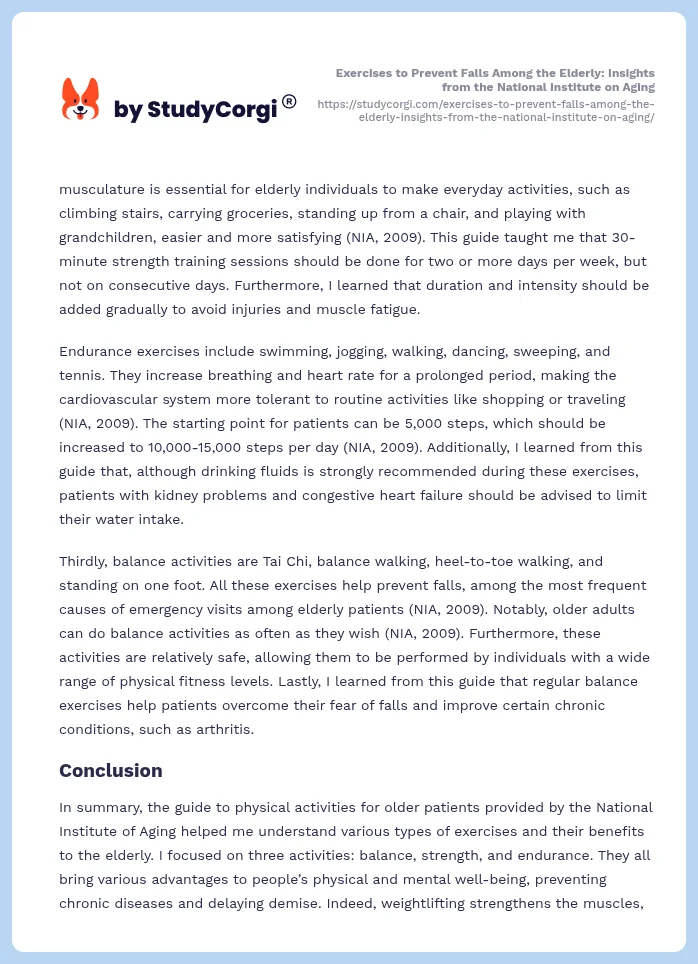 Exercises to Prevent Falls Among the Elderly: Insights from the National Institute on Aging. Page 2