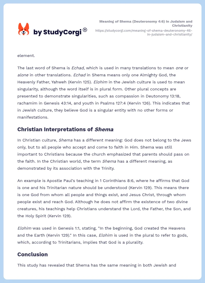Meaning of Shema (Deuteronomy 4:6) in Judaism and Christianity. Page 2