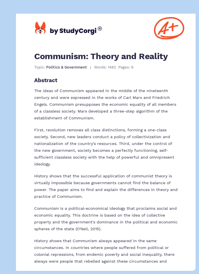Communism: Theory and Reality. Page 1