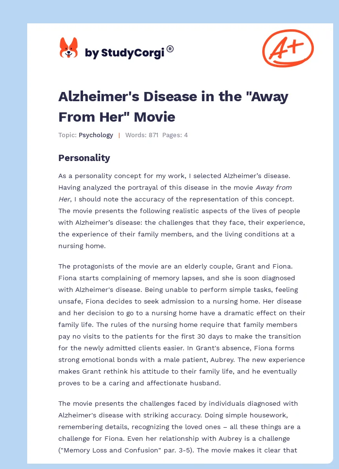 Alzheimer's Disease in the "Away From Her" Movie. Page 1