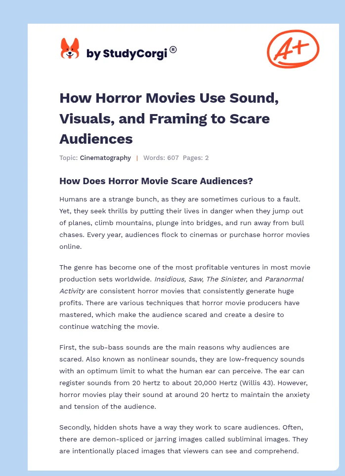 How Horror Movies Use Sound, Visuals, and Framing to Scare Audiences. Page 1