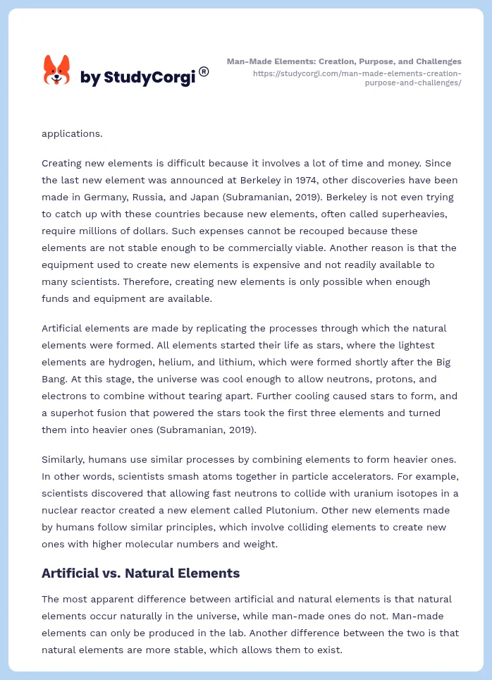 Man-Made Elements: Creation, Purpose, and Challenges. Page 2