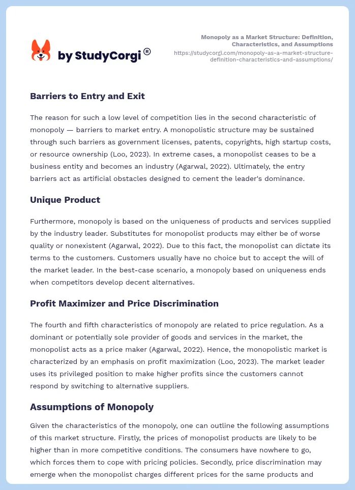 Monopoly as a Market Structure: Definition, Characteristics, and Assumptions. Page 2
