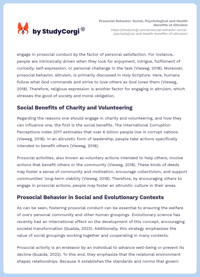 Prosocial Behavior: Social, Psychological and Health Benefits of Altruism. Page 2