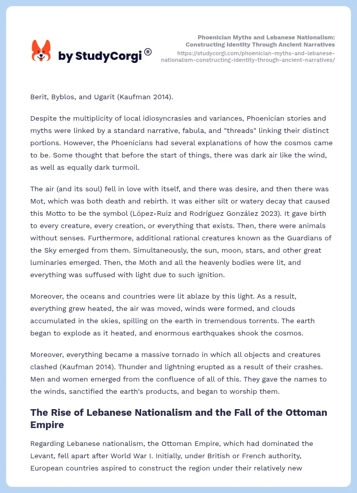 Phoenician Myths and Lebanese Nationalism: Constructing Identity Through Ancient Narratives. Page 2