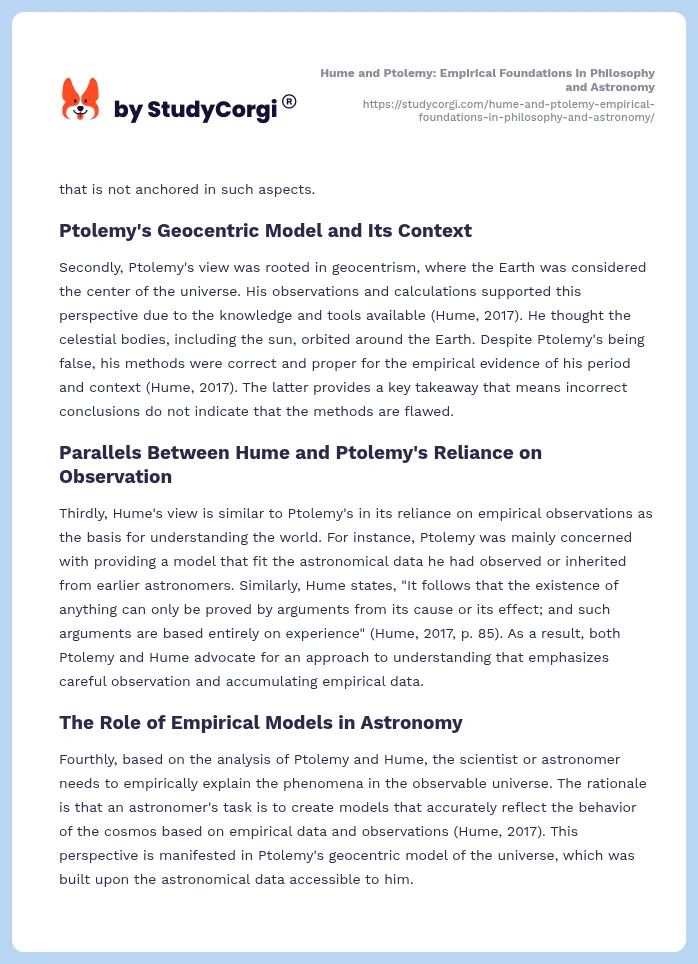 Hume and Ptolemy: Empirical Foundations in Philosophy and Astronomy. Page 2