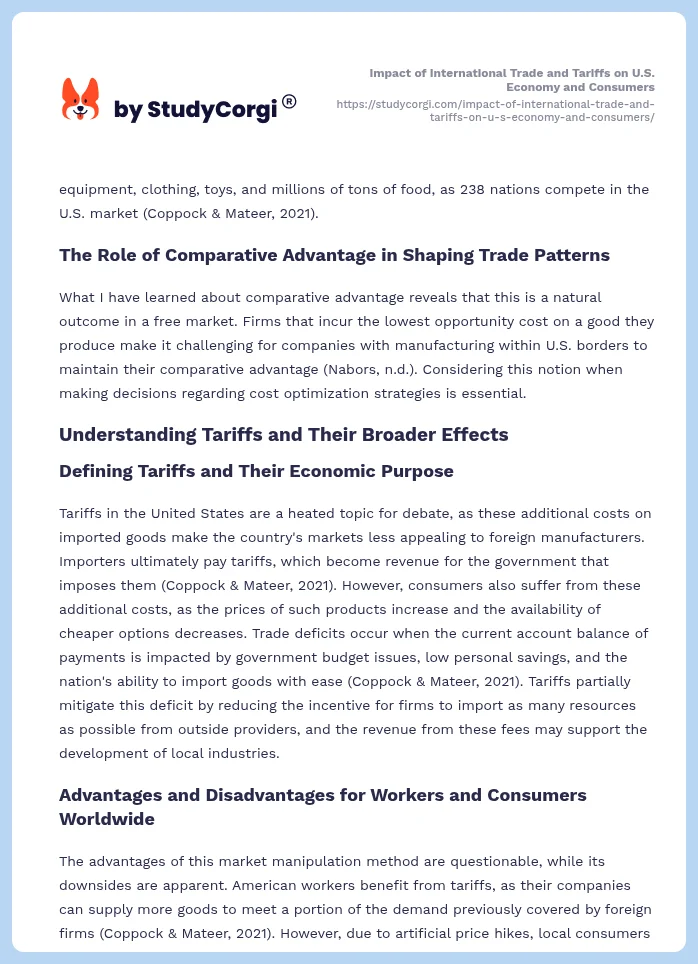 Impact of International Trade and Tariffs on U.S. Economy and Consumers. Page 2