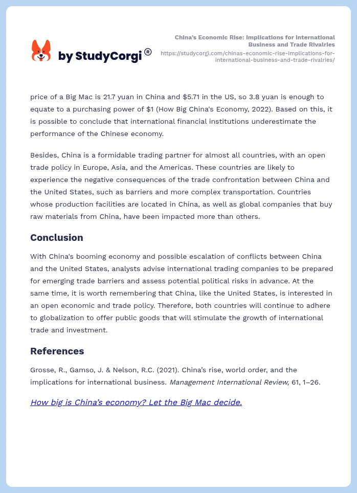 China’s Economic Rise: Implications for International Business and Trade Rivalries. Page 2