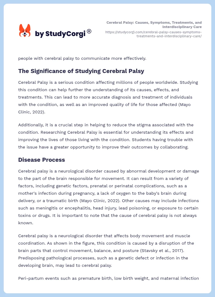 Cerebral Palsy: Causes, Symptoms, Treatments, and Interdisciplinary Care. Page 2